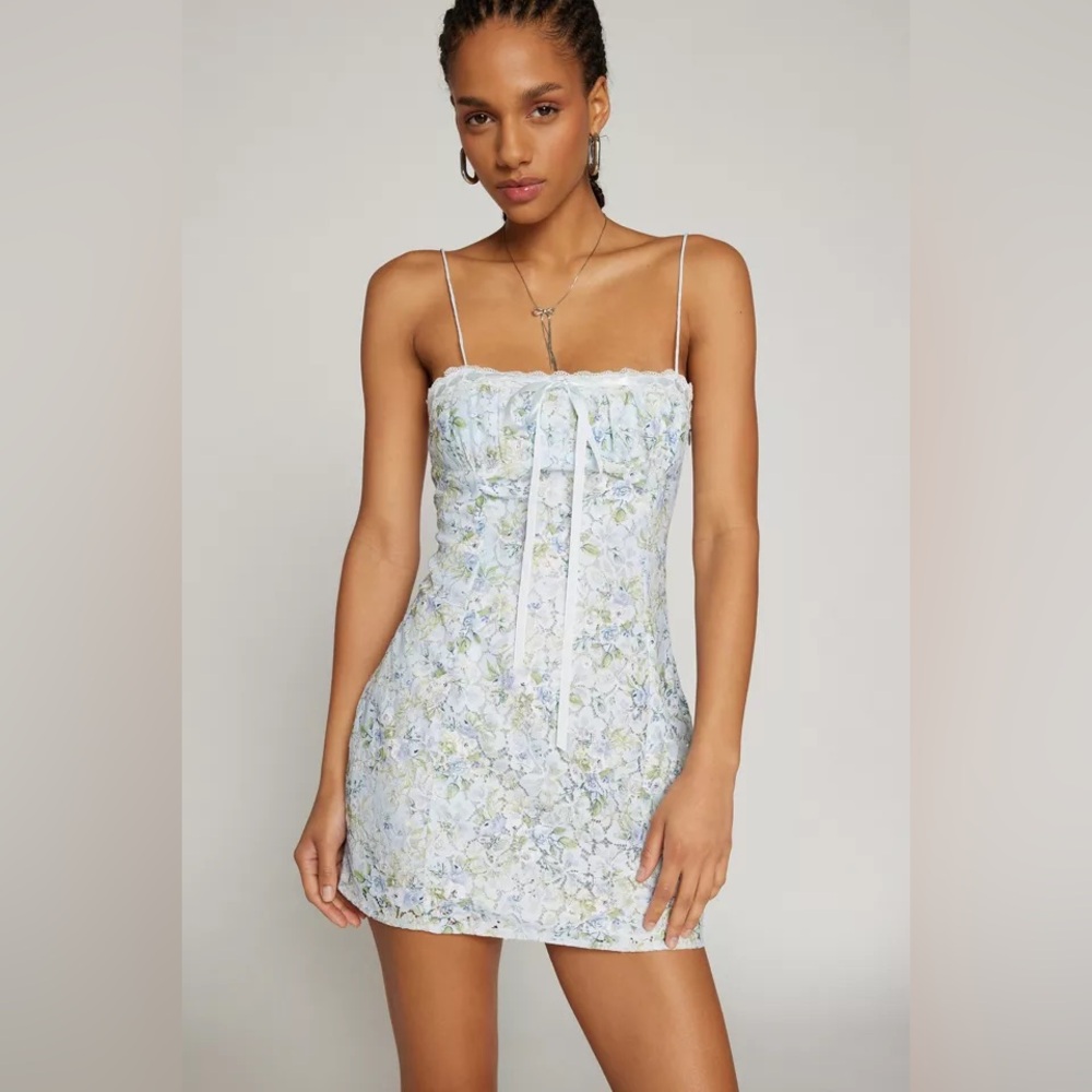 For love & lemons Clare lace floral mini dress size SM
